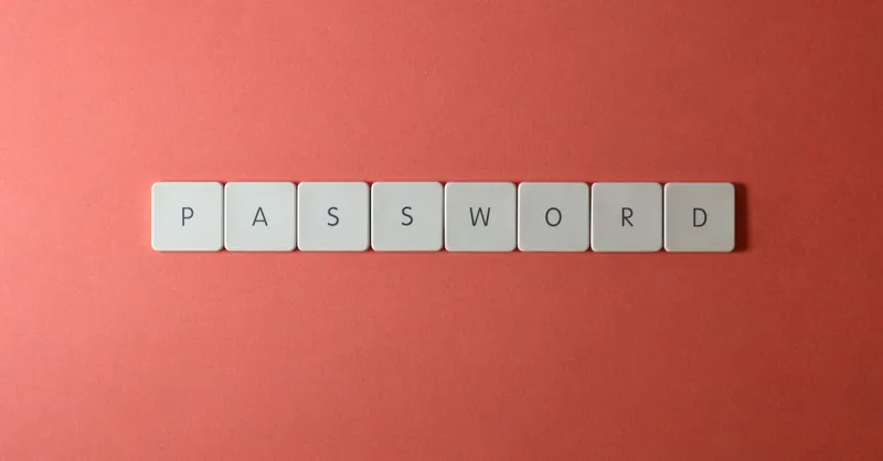 Focus on password security with white keyboard tiles spelling