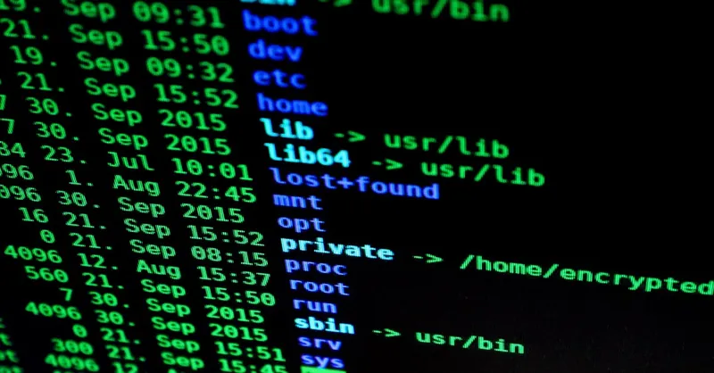 Close-up of colorful text on a computer screen, showcasing cybersecurity concepts.