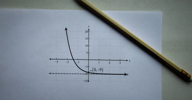 Close-up of a parabola graph on paper with pencil, perfect for math or education themes.